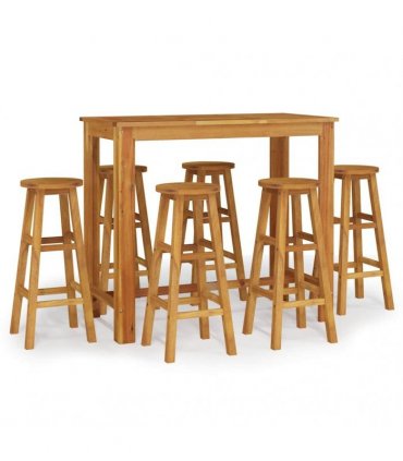 vidaXL 7 Piece Garden Bar Set Solid Wood Acacia
