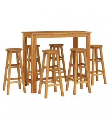 vidaXL 7 Piece Garden Bar Set Solid Wood Acacia