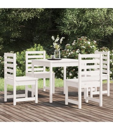 vidaXL 5 Piece Garden Dining Set White Solid Wood Pine