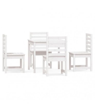 vidaXL 5 Piece Garden Dining Set White Solid Wood Pine