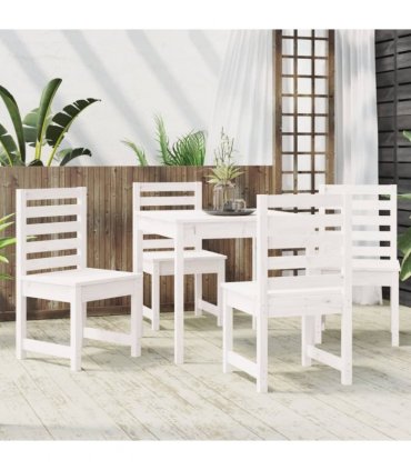 vidaXL 5 Piece Garden Dining Set White Solid Wood Pine