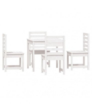 vidaXL 5 Piece Garden Dining Set White Solid Wood Pine