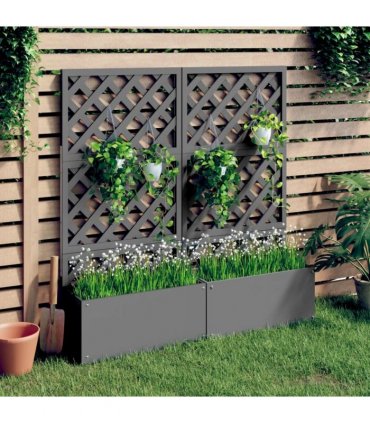 vidaXL Trellis Planters 2 pcs Grey 65x33x135 cm WPC