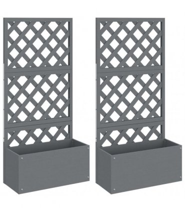 vidaXL Trellis Planters 2 pcs Grey 65x33x135 cm WPC