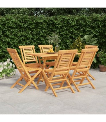 vidaXL 7 Piece Garden Dining Set Solid Wood Teak