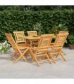 vidaXL 7 Piece Garden Dining Set Solid Wood Teak