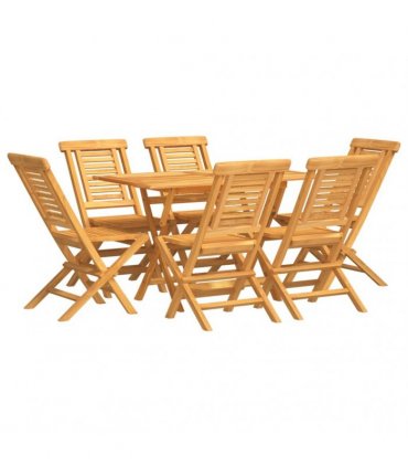 vidaXL 7 Piece Garden Dining Set Solid Wood Teak