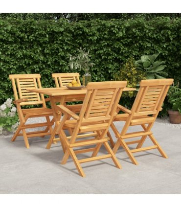 vidaXL 5 Piece Garden Dining Set Solid Wood Teak