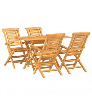 vidaXL 5 Piece Garden Dining Set Solid Wood Teak