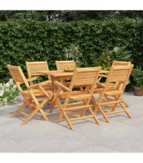 vidaXL 7 Piece Garden Dining Set Solid Wood Teak