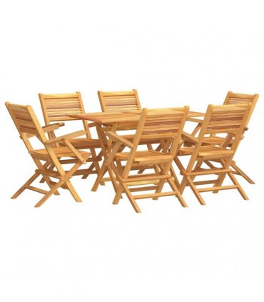 vidaXL 7 Piece Garden Dining Set Solid Wood Teak