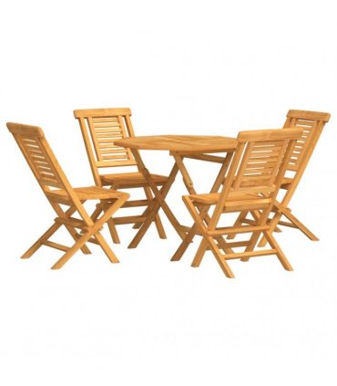 vidaXL 5 Piece Garden Dining Set Solid Wood Teak
