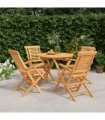 vidaXL 5 Piece Garden Dining Set Solid Wood Teak