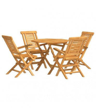 vidaXL 5 Piece Garden Dining Set Solid Wood Teak