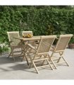 vidaXL 5 Piece Garden Dining Set Grey Solid Wood Teak