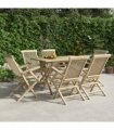 vidaXL 7 Piece Garden Dining Set Grey Solid Wood Teak