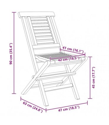 vidaXL Folding Chairs 6 pcs 47x63x90 cm Solid Wood Teak