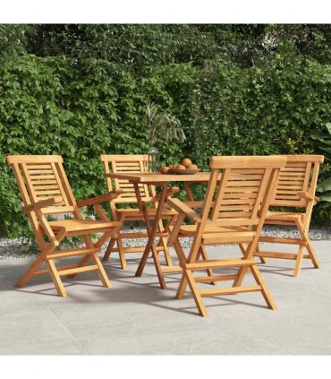 vidaXL Folding Chairs 4 pcs 56x63x90 cm Solid Wood Teak