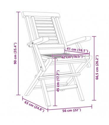 vidaXL Folding Chairs 4 pcs 56x63x90 cm Solid Wood Teak