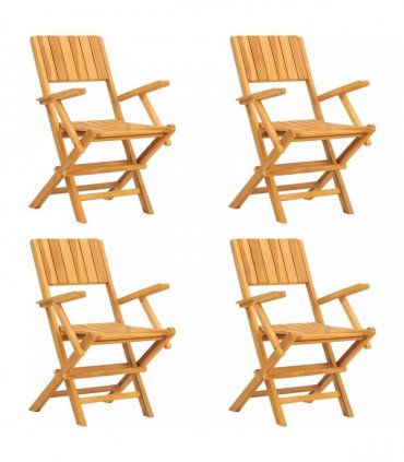 vidaXL Folding Chairs 4 pcs 55x61x90 cm Solid Wood Teak