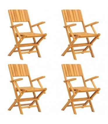 vidaXL Folding Chairs 4 pcs 55x61x90 cm Solid Wood Teak