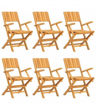 vidaXL Folding Chairs 6 pcs 55x61x90 cm Solid Wood Teak