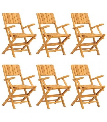 vidaXL Folding Chairs 6 pcs 55x61x90 cm Solid Wood Teak