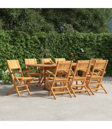 vidaXL Folding Chairs 8 pcs 55x61x90 cm Solid Wood Teak