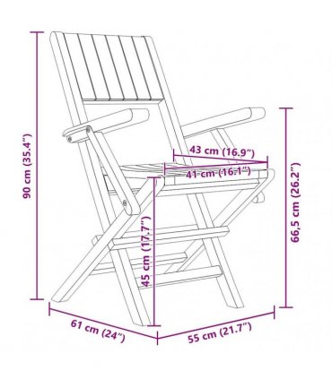 vidaXL Folding Chairs 8 pcs 55x61x90 cm Solid Wood Teak