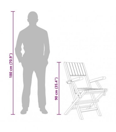 vidaXL Folding Chairs 8 pcs 55x61x90 cm Solid Wood Teak