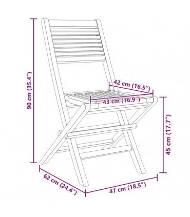vidaXL Folding Chairs 6 pcs 47x62x90 cm Solid Wood Teak