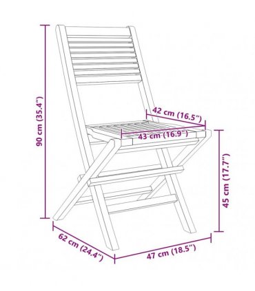 vidaXL Folding Chairs 8 pcs 47x62x90 cm Solid Wood Teak