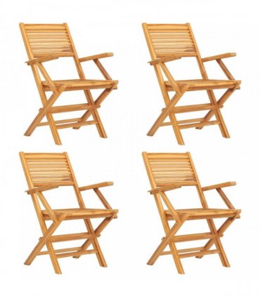 vidaXL Folding Chairs 4 pcs 55x62x90 cm Solid Wood Teak