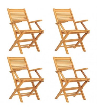 vidaXL Folding Chairs 4 pcs 55x62x90 cm Solid Wood Teak