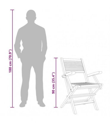 vidaXL Folding Chairs 6 pcs 55x62x90 cm Solid Wood Teak