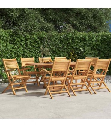 vidaXL Folding Chairs 8 pcs 55x62x90 cm Solid Wood Teak