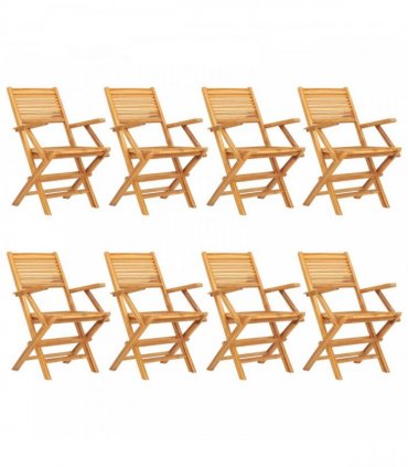 vidaXL Folding Chairs 8 pcs 55x62x90 cm Solid Wood Teak