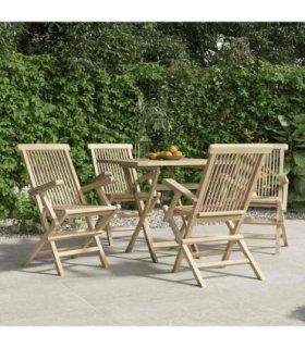 vidaXL Folding Chairs 4 pcs Grey 56x61x89 cm Solid Wood Teak