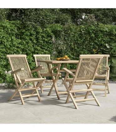 vidaXL Folding Chairs 4 pcs Grey 56x61x89 cm Solid Wood Teak