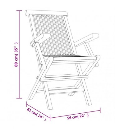 vidaXL Folding Chairs 6 pcs Grey 56x61x89 cm Solid Wood Teak