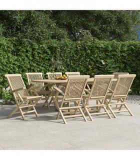 vidaXL Folding Chairs 8 pcs Grey 56x61x89 cm Solid Wood Teak