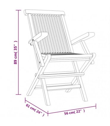 vidaXL Folding Chairs 8 pcs Grey 56x61x89 cm Solid Wood Teak