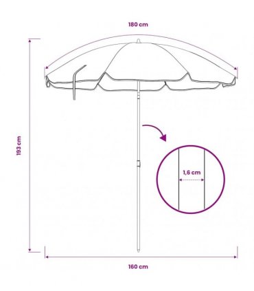 vidaXL Garden Parasol with Steel Pole Blue 180 cm