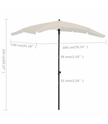 vidaXL Garden Parasol with Pole 200x130 cm Sand