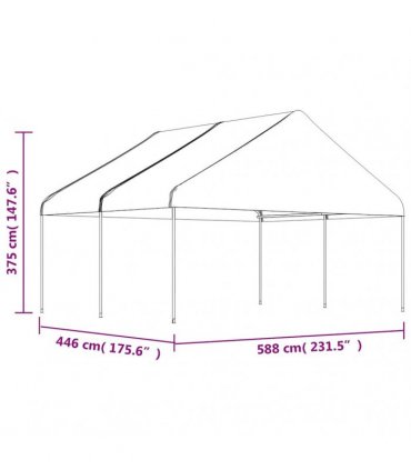 vidaXL Gazebo with Roof White 4,46x5,88x3,75 m Polyethylene