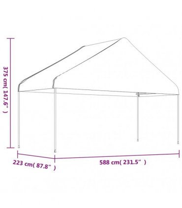 vidaXL Gazebo with Roof White 4,46x5,88x3,75 m Polyethylene