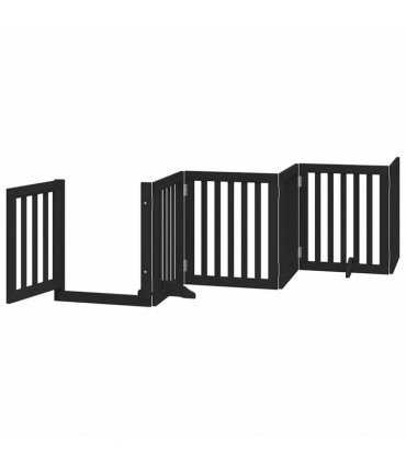 vidaXL Dog Gate with Door Foldable 12 Panels Black 600 cm Poplar Wood