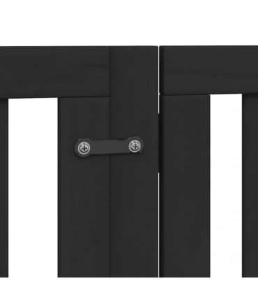 vidaXL Dog Gate with Door Foldable 12 Panels Black 600 cm Poplar Wood