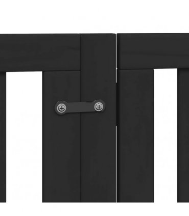 vidaXL Dog Gate with Door Foldable 15 Panels Black 750 cm Poplar Wood