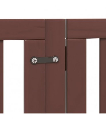 vidaXL Dog Gate with Door Foldable 12 Panels Brown 600 cm Poplar Wood